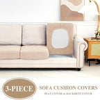 Couch Cushion Covers Seat Cushion Cover Stretch Couch Cover Separate Sectional Sofa Slipcovers Furniture Protector(3 Pieces for Seat or Sofa Backrest, Natural)