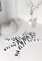 Tiger Print Rug Cartoon Cute Faux Area Rugs Fluffy Animal Print Mat Carpet Kids Small Rugs for Playroom Room Home Decor (2.6x1.8Ft /32.2" Lx21.4 W（54.5x82cm）,White)