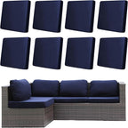 8Pcs Outdoor Cushion Covers, Patio Cushion Covers,Stretch Elastic Slipcovers, Replacement Washable & Reusable Furniture Protector for Patio Couch (Navy Blue,Cover Only)
