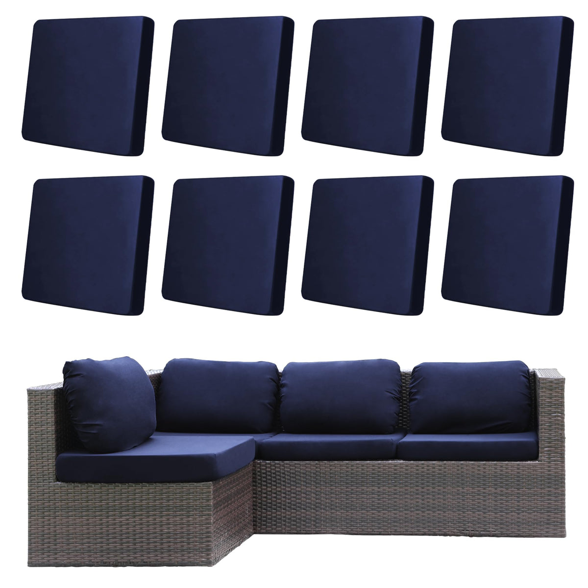 DREAHOTEXTIL 8Pcs Outdoor Cushion Covers, Elastic Patio Cushion Covers