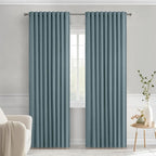 MIULEE Greyish Blue Back Tab Blackout Curtains 52x90 Inch Long 2 Panels Set