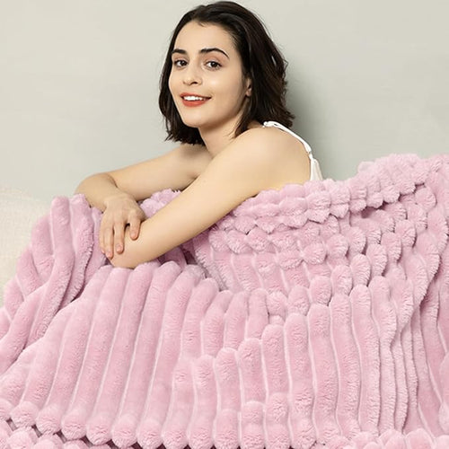 Aganear Fluffy Throw Blanket for Couch Sofa 50"x60" Coral Pink