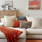 MIULEE Pack of 2 Fall Burnt Orange Decorative Pillow Covers 16x16 Inch Soft Chenille Couch Throw Pillows Farmhouse Cushion Covers for Home Decor Sofa Bedroom Living Room