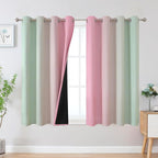 Estelar Textiler Sage and Pink Blackout Curtains 54 Inch Length, Light Blocking Gradient Grommet Drapes for Living Room, Thermal Insulated Ombre Curtains for Bathroom,52Wx54L,2 Panels