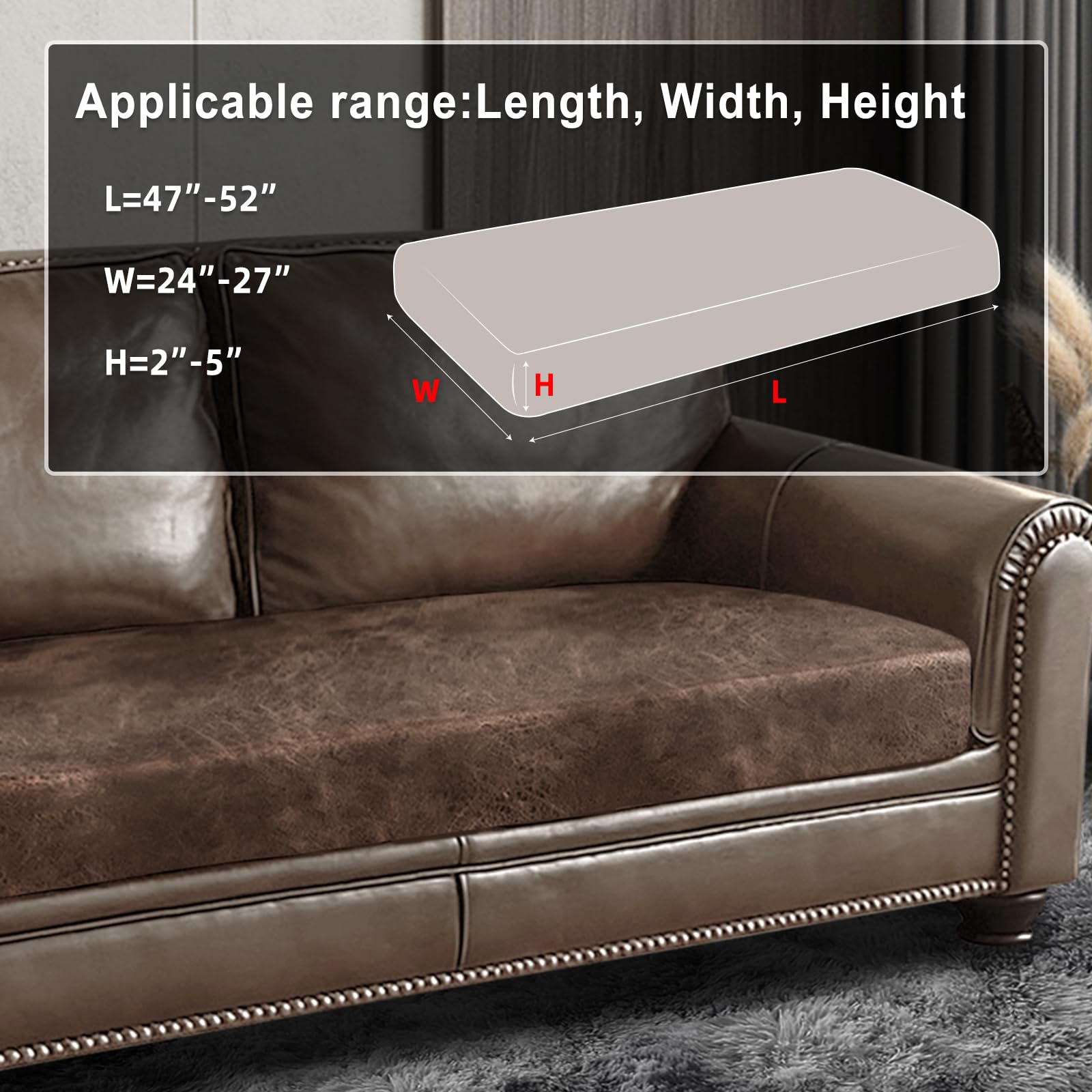 ANARACHON Leather Look Couch Cushion Covers Sofa Seat Slipcovers Sets Couches Furniture Protector for Sectional Armchair Loveseat Pets Kids Stretch Spandex Fabric (1 Cushion Loveseat, Light Brown)
