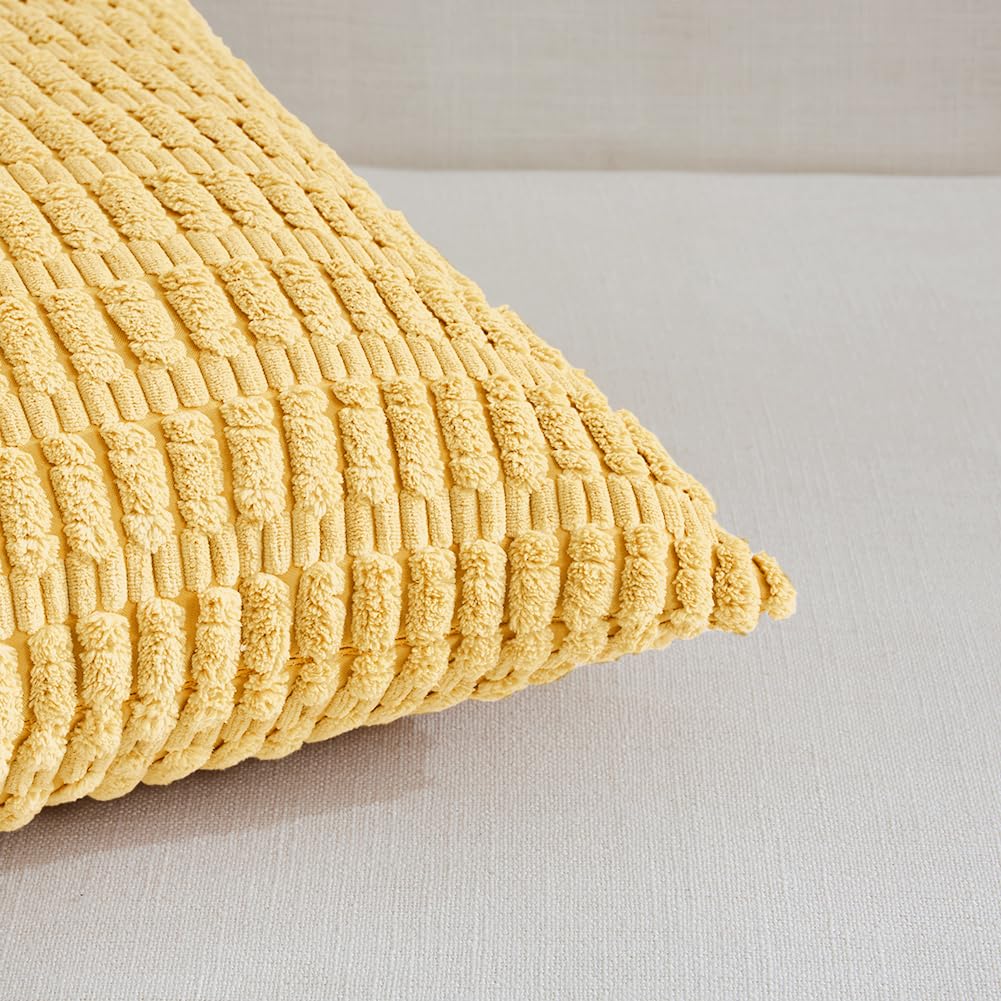 Fancy Homi 4 Packs Decorative Throw Pillow Covers for Living Room Couch Bed, Modern Farmhouse Boho Home Décor Accent Cushion Case, 22" x 22", Yellow