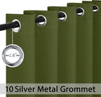 Yakamok Olive Green Curtains 84 Inches Length Blackout Curtain for Bedroom-Green Room Darkening Thermal Insulated Grommet Drapes for Living Room, 62W x 84L,2 Panels