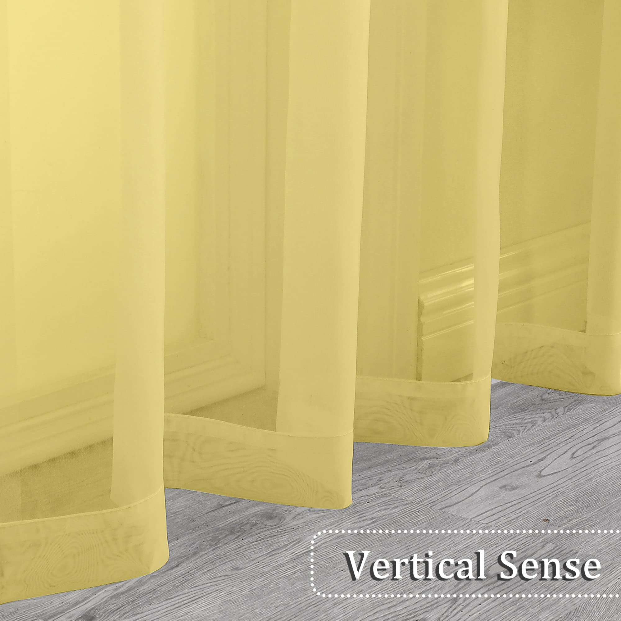 OVZME 2 Pack: Basic Mustard Yellow Sheer Curtain 84 Inches Long for Bedroom, Airy Light Filtering Voile Drapes for Living Room, Each 42W x 84L
