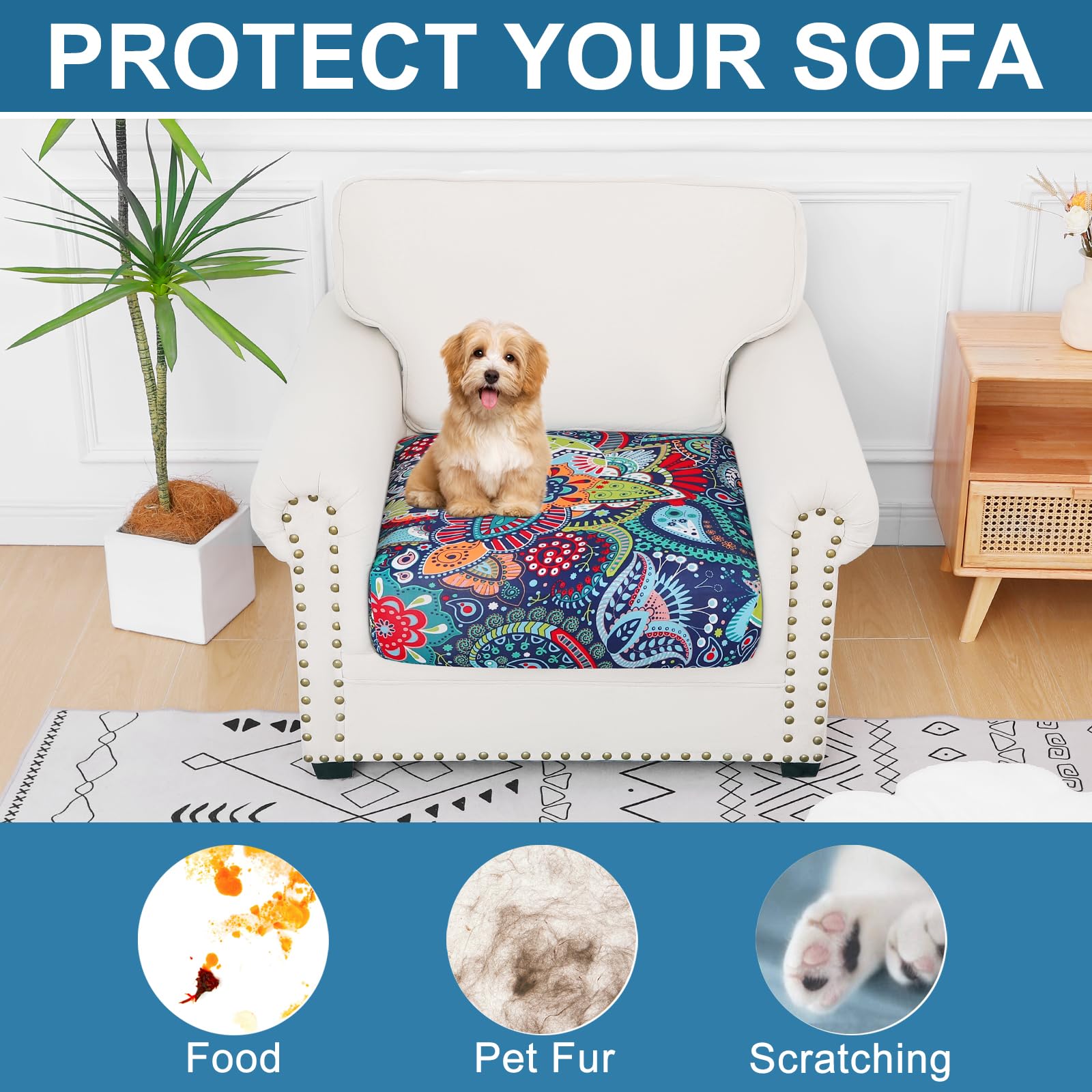 Smiry Printed Couch Cushion Covers, Stretch Couch Covers for Sofa