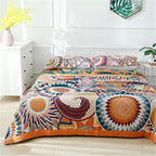 MSGKV Boho Throw Blanket for Bed 100% Cotton Blankets 90''x98'' Decorative Spring Couch Throws Breathable Blanket Gifts for Women