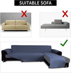 Easy-Going Slipcover for L-Shape & Sectional Couches - Reversible Chaise Lounge Cover - Dog & Cat-Proof Furniture Protector (Large, Dark Blue)