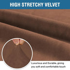 H.VERSAILTEX Stretch Velvet Sofa Covers for 3 Cushion Couch Covers Furniture Protector Soft with Non Slip Elastic Bottom, Crafted from Thick Comfy Rich Velour (Large Sofa 90"-97", Caramel)