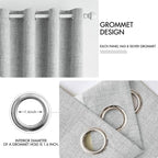 MIULEE 100% Blackout Linen Curtains for Bedroom Thermal Insulated Glacier Gray Grommet Room Darkening Curtains & Drapes for Living Room Nursery 52 x 84 Inch (2 Panels)