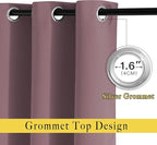 NICETOWN Living Room Blackout Curtains 120 inches Long - Sound Reducing Thermal Insulated Solid Grommet Window Drapes Light & Heat Blocking for Bedroom, Dry Rose, Set of 2, W52 x L120