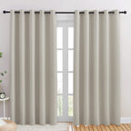NICETOWN Blackout Draperies Curtains for Kids Room, Window Treatment Thermal Insulated Solid Grommet Blackout Drape Panels for Bedroom (Natural, Set of 2, 70 by 84 inches)
