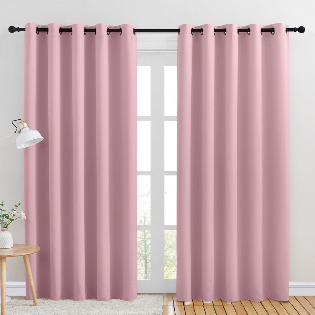 NICETOWN Blackout Draperies Curtains for Kids Room, Greyish Purple, Set of 2, 70 by 84 inches, Window Treatment Thermal Insulated Solid Grommet Blackout Drape Panels for Bedroom