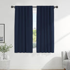 PONY DANCE Blackout Curtains for Bedroom - 72 Inches Length Thermal Insulated & Privacy Rod Pocket Curtain Drapes for Kitchen Home Decoration, 52 W x 72 L, Navy Blue, 2 Pieces