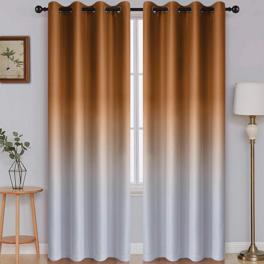 SimpleHome Burnt Orange to Grey White Ombre Room Darkening Curtains 96 Inch