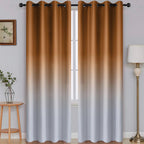 SimpleHome Burnt Orange to Grey White Ombre Room Darkening Curtains 84 Inch