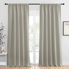 NICETOWN Blackout Curtains for Living Curtains, Room Darkening Window Curtain Panels, Easy-Care Solid Thermal Insulated Draperies/Drapes for Daughter Room (Natural, 2 Panels, 52 by 95)
