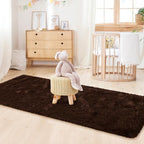 LOCHAS Ultra Soft Indoor Modern Area Rugs 2x6, Fluffy Living Room Carpets for Children Bedroom Home Decor Nursery Rug, Brown
