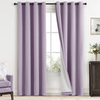 Yakamok 100% Blackout Curtains 52x84 inch Long Lilac Window Drapes-Bedroom