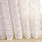 YJ YANJUN Vintage Lace Curtains 63 Inch Length 2 Panels Set Cute Floral Designs Dusty Pink Sheer Curtain Panels for Girls Bedroom with Wavy Edge Rod Pocket, 52 x 63 Inch, Blush Pink