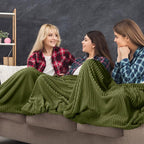 Buryeah 12 Pcs Flannel Throw Blanket Bulk 50 x 60 in Sleepover Blanket Outdoor Wedding Throw Lightweight, Oeko-tex Standard 100 Certified for Sofa Homeless Gifts (Army Green)