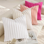 decorUhome Fall Faux Fur Throw Pillow Covers 24x24 Set of 2 Hot Pink