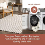 Nuloom SuperiorWash Collection Kai Off-White, 3'9" x 6', Fluffy and Cozy, High Traffic, Stain Resistant, Easy Clean, Durable Washable Area Rug for Bedroom, Living Room, Dining, Den, Foyer, Entryway