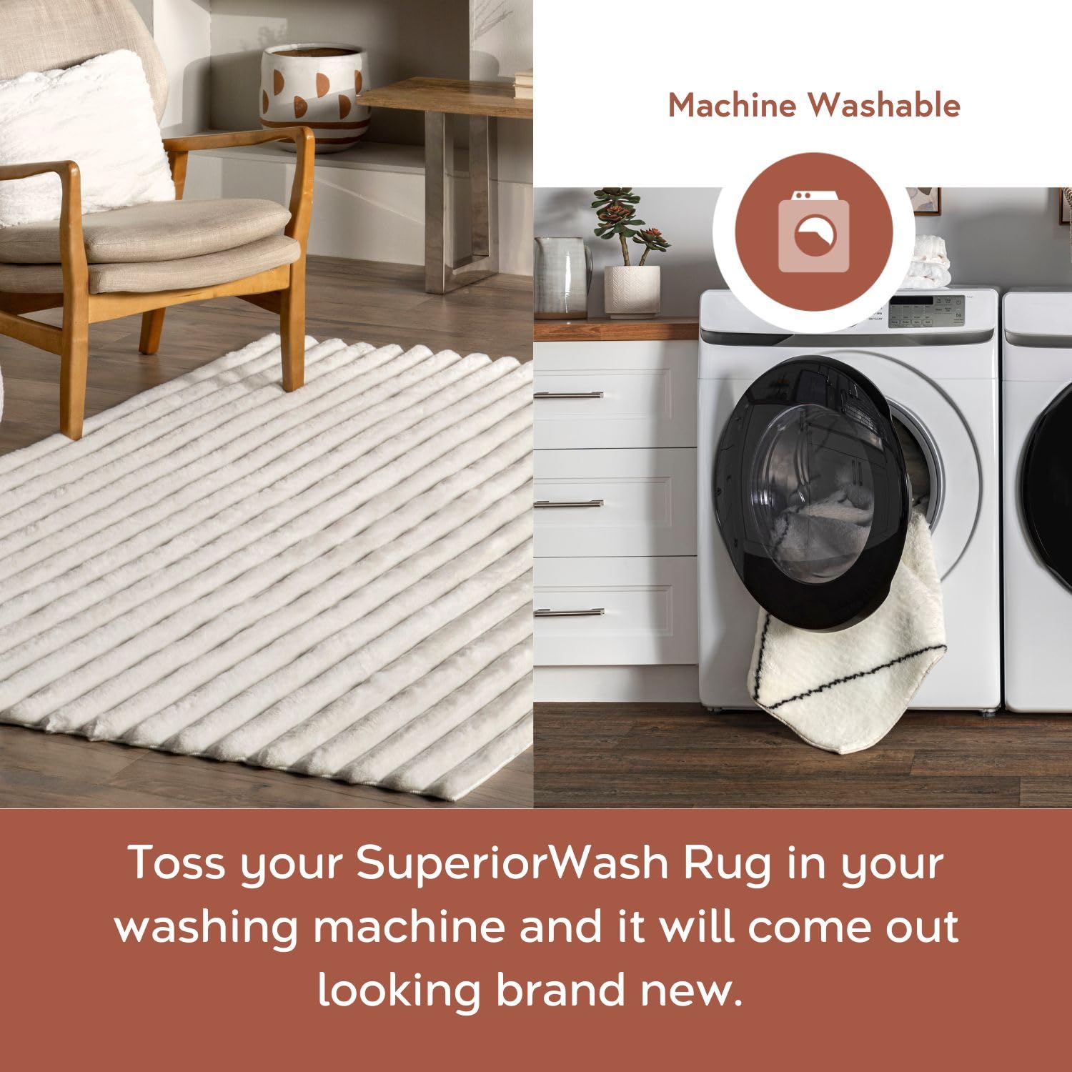 nuLOOM Kai Off White Striped Washable Runner Rug, 2' x 8'