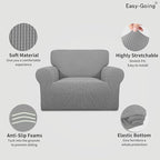 Easy-Going Stretch Oversized Chair Slipcover with Arm Washable Light Gray