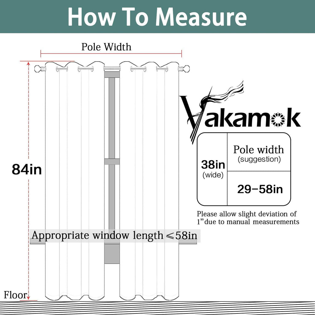 Yakamok Blackout Curtains 38x84 inch Charcoal Grey Thermal Drapes-Bedroom