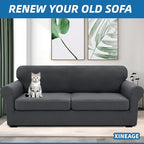 XINEAGE 2026 New 3 Pieces Couch Covers for 2 Extra Large Cushion Sofa Super Stretch Sofa Cover for 2 Large Seat Universal Loveseat Slip Cover for Living Room (Dark Gray), 71"-91"(2 Cushions)