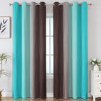 Estelar Textiler Brown and Teal Ombre Blackout Curtains for Bedroom 96 Inch