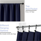 Simplebrand Ava Navy Blue Short Blackout Curtains for Bedroom 45 Inches Long 2 Panels Set, Solid Thermal Insulated, Energy Saving Window Treatment Curtains Blackout Drapes, W40 x L45 Inch, Navy Blue