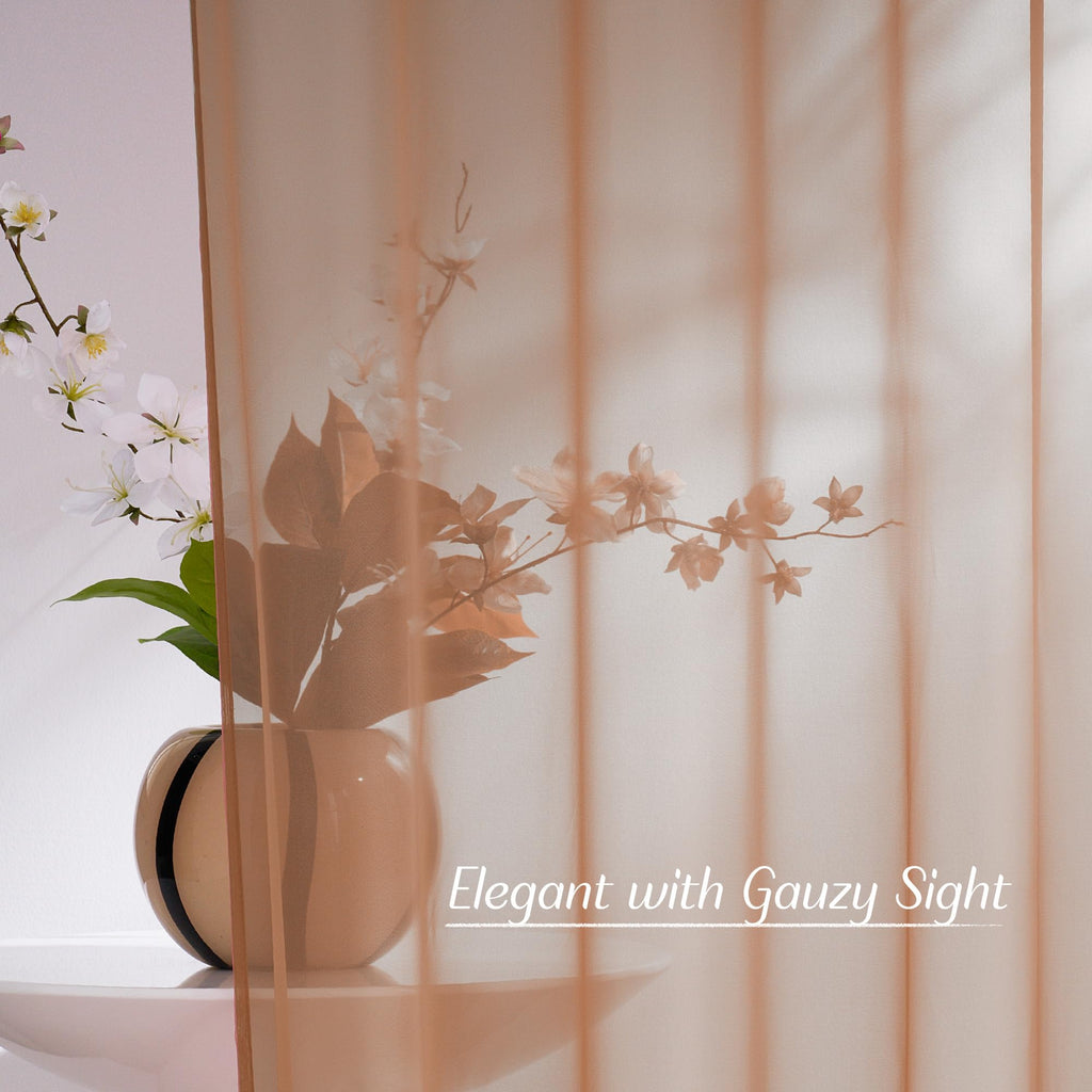 NICETOWN Terracotta Sheer Curtains, Grommet Voile Sheer Window Treatments Airy & Elegant with Light Filtering for Kids Room/Living Room, Set of 2, W54 x L84