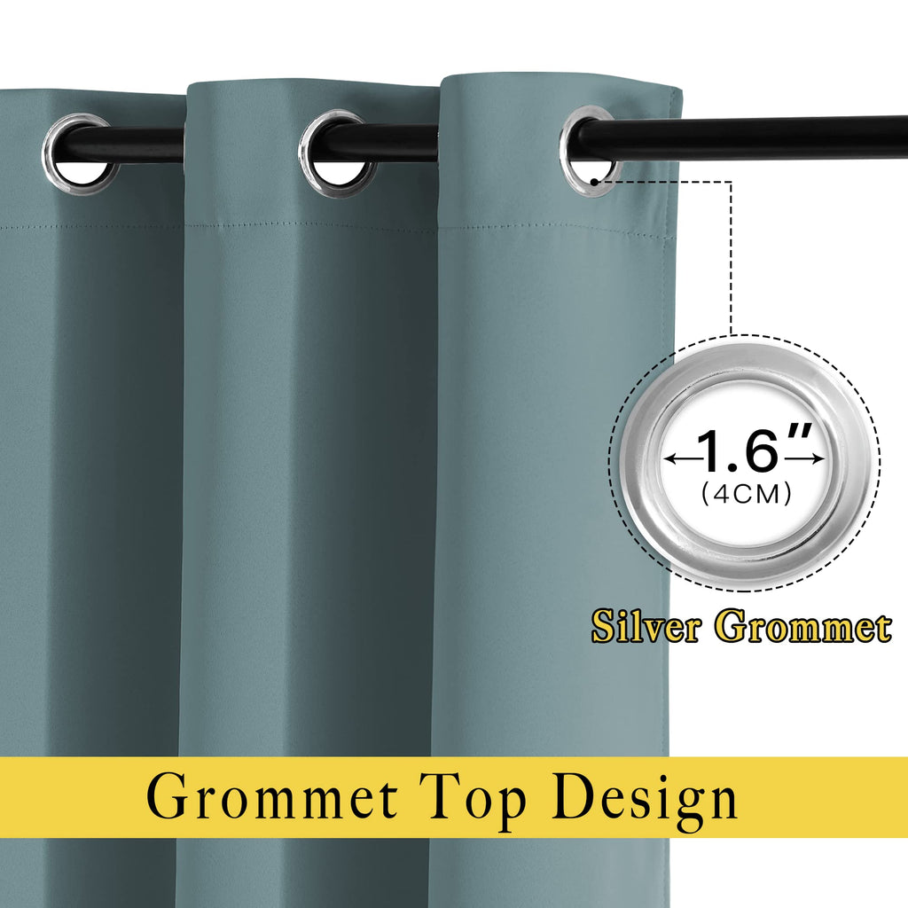 NICETOWN Greyish Blue Curtains 84 inches Long, Grommet Room Darkening Thermal Insulated Sound Dampening Window Treatments for Bedroom/Home Office, 2 Panels, W46 x L84