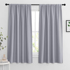 RYB HOME Extra Wide Blackout Curtains for Bedroom Living Room 63 inches Long, Thermal Insulated Privacy Drapes for Nursery Home Theater Dining Room, Width 62 by Length 63, Silver Grey, 2 Panels