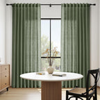 Nanspring Olive Green Linen Sheer Curtains 84 Inch Length 2 Panels for Living Room Bathroom Set Back Tab Rod Pocket Semi Sheer Light Filtering Breathability Farmhosue Country Style 60x84