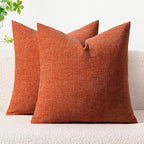 MIULEE Pack of 2 Rust Throw Pillow Covers 20x20 Inch Soft Chenille Pillow Covers for Sofa Living Room Couch Solid Dyed Cases