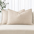 MIULEE Decorative Linen Lumbar Pillow Covers 12x24 Inch Natural Beige Boho FarmhouseNeutral Couch Throw Pillows for Bed Pack of 2 Accent Modern Pillowcase Sofa Livingroom Home Decor