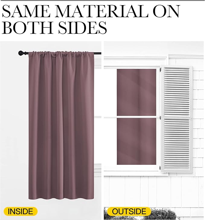 NICETOWN RV Blackout Curtains for Camper Windows, Dry Rose, 29" Wide by 40" Long, 2 PCs, Short Blackout Curtains & Drapes, Thermal Insulated Blackout Curtain Panels for Kids Room, Play Room
