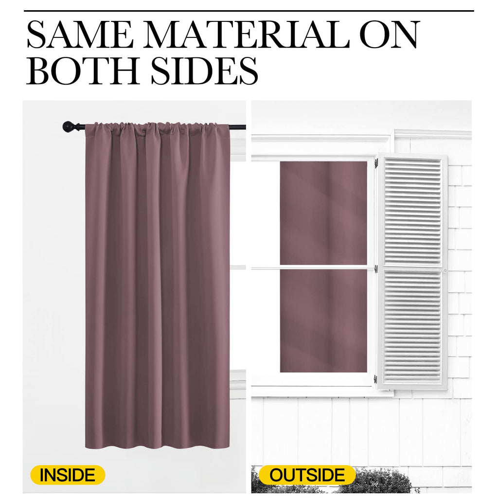 NICETOWN Blackout Curtains for Living Curtains, Room Darkening Curtains & Drapes for Kids Bedroom, Home Decoration Draperies (Dry Rose, 52" x 63", 2 PCs)