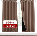 NICETOWN Living Room Completely Shaded Draperies, Privacy Protection & Noise Reducing Ring Top Drapes, Black Lined Insulated Window Treatment Curtain Panels(Cappuccino, 2 Pieces, W70 x L72)
