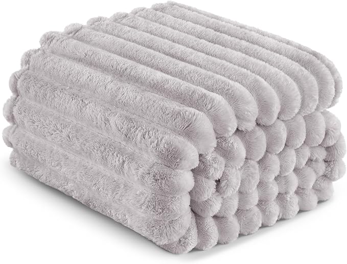 Exclusivo Mezcla Striped King Size Fleece Blanket for Bed, Couch, 90"x104"
