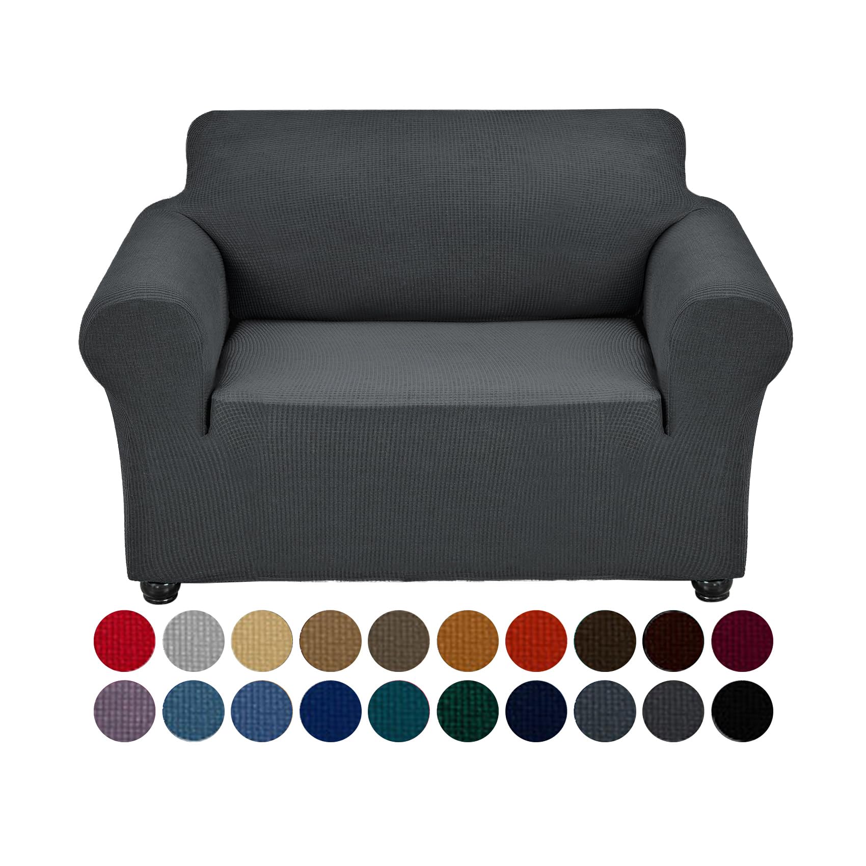Joccun Stretch Chair Couch Cover,1-Piece Sofa Slipcover Spandex Jacquard Fabric Sofa Covers with Elastic Bottom,Washable Furniture Protector for Dogs,Cats,Kids(Armchair,Charcoal)