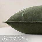 MIULEE Decorative Linen Pillow Covers 18x18 Inch Dark Olive Green