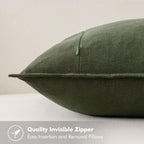 MIULEE Decorative Linen Pillow Covers 18x18 Inch Dark Olive Green