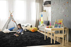 TWINNIS Super Soft Shaggy Rugs Fluffy Carpets, 4x5.9 Feet, Indoor Modern Plush Area Rugs for Living Room Bedroom Kids Room Nursery Home Decor, Upgrade Anti-Skid Rectangular Fuzzy Rug, Black